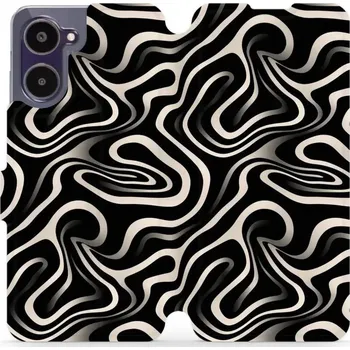 Pouzdro na mobilní telefon Flipové pouzdro Mobiwear - Realme 10 - VA63S Vlnky a linky (Knížkové flip pouzdro, obal, kryt na mobil Realme 10 - VA63S Vlnky a linky, materiál Umělá kůže + TPU - ochrana 360°, stojánek, silikonová vanička, magnetické zavírání)