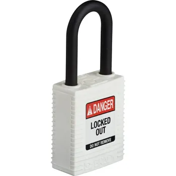 Visací zámek HAPPY END Nylonový zámek s nylonovým okem SafeKey standard,bílá,1 ks - BY 24B24/1