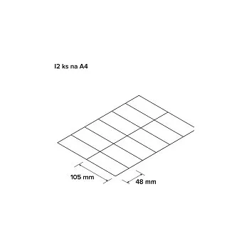 Samolepící etiketa Etikety matné 12ks na A4, 100 ks