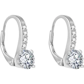 Náušnice Stříbrné náušnice Bigi – jemná elegance s čirými zirkony (Ag 925, rhodiované, zapínání na klapku)