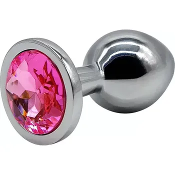 Anální kolík Kovový anální kolík s růžovým diamantem - M