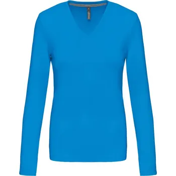 Dámská móda Kariban Dámské tričko s výstřihem do V, dlouhý rukáv K 382