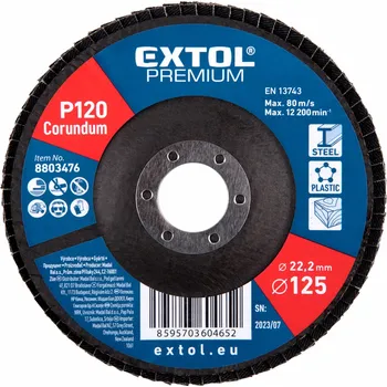 Brusný kotouč 8803476 | Kotouč lamelový šikmý korundový 125x22,2 mm, P120, EXTOL PREMIUM