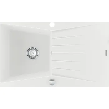 Granitový dřez MEXEN - Cesar granitový dřez 1 s odkapávačem 775x470 mm, bílá 6514771010-20