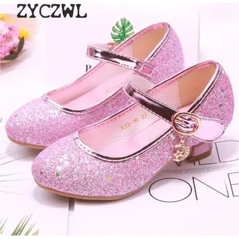 Dětská sportovní obuv Dívčí elegantní lodičky na podpatku se zapínáním na suchý zip (vel. 25-38 EUR) Barva: Růžová, Velikost EUR: 25