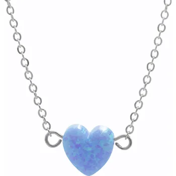 Náhrdelník JSB bijoux s.r.o. Ocelový náhrdelník s přívěskem srdce ze syntetického modrého opálu