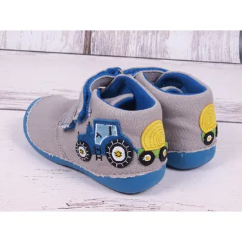 Chlapecké tenisky Plátěná obuv D.D.step C015-61 kotníkové šedomodré s traktorem velikost: 21