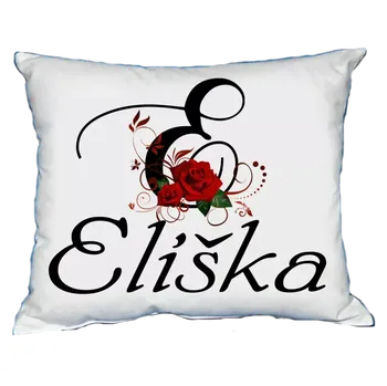 Dekorativní polštářek Polštář s dámským jménem ELIŠKA Bílý (polštářek dámské jméno )