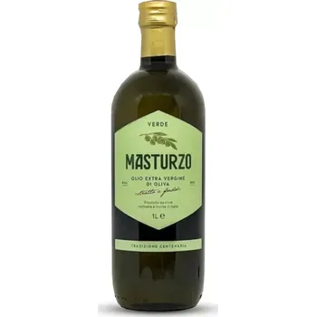 Rostlinný olej Masturzo Extra panenský olivový olej Etichetta VERDE 0,25 l (Extra panenský olivový olej Masturzo Etichetta VERDE (kyselost 0,4°). Vhodný pro všechna použití v kuchyni.)