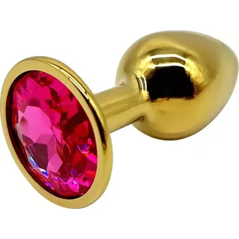 Anální kolík Zlatý anální kolík s růžovým diamantem - S