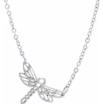 Náhrdelník JSB bijoux s.r.o. Ocelový náhrdelník prořezávaná vážka bez krystalů