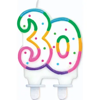 Svíčka Godan Číselná svíčka s tečkami, č. 30, 8 cm