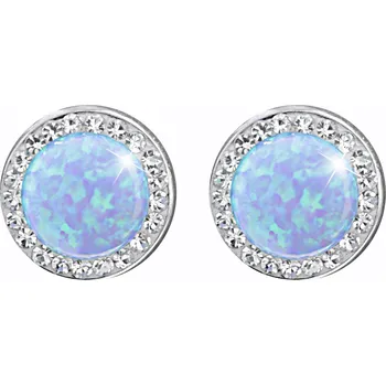 Módní doplněk JSB bijoux s.r.o. Ocelové náušnice puzety kulatý modrý opál 10 mm s krystaly Swarovski Crystal