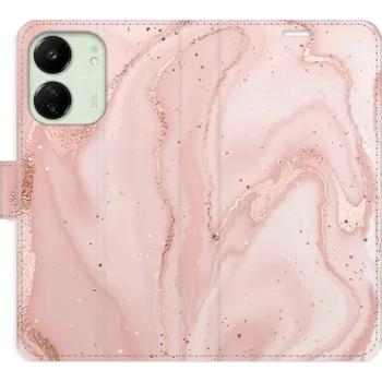 Pouzdro na mobilní telefon Flipové pouzdro iSaprio - RoseGold Marble - Xiaomi Redmi 13C