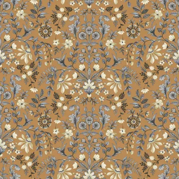 Tapeta Parato Tmavě okrová vliesová tapeta na zeď s květinovým ornamentálním vzorem, 12327, Fiori Country, Parato, velikost 10,05 x 0,53 m