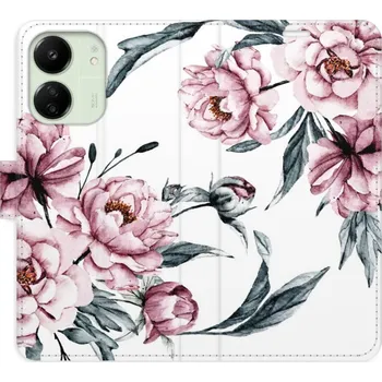 Pouzdro na mobilní telefon Flipové pouzdro iSaprio - Pink Flowers - Xiaomi Redmi 13C