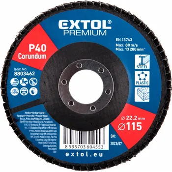 Brusný kotouč 8803462 | Kotouč lamelový šikmý korundový 115x22,2 mm, P40, EXTOL PREMIUM