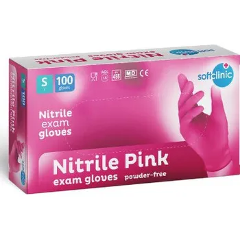 Vyšetřovací rukavice SOFTCLINIC Nitril ruk.vyšetř.nepudr.růžové S 100ks