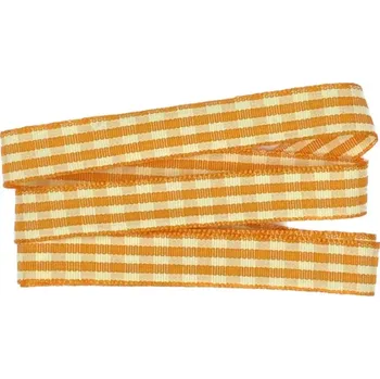 Stuha Stuha taftová ORANGE KARO 15mm x 2m (Stuha taftová, oboustranná, oranžová)
