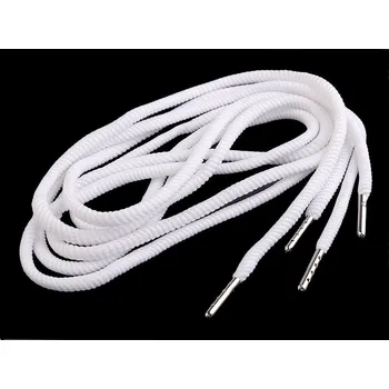 Oděvní šňůra s koncovkami do kapucí, délka 130 cm, malé, 1 bílá