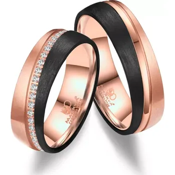 Prsten Karbonové snubní prsteny z titanu Rose Gold