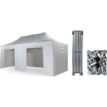 Zahradní stan Nůžkový párty stan 4x6 m /4 nohy TENTino BIG HEXAGON Barva opláštění: 1A - BÍLÁ