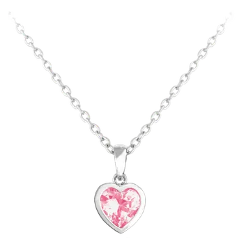 Náhrdelník Stříbrný náhrdelník se srdíčkem s růžovým zirkonem