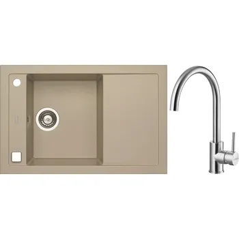 Granitový dřez Alveus Set Formic 30 Granitový dřez s odkapem 760x500 mm+ baterie Elza BRS, pebble, SETA441