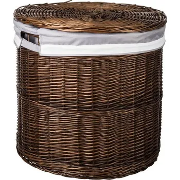 Koš na prádlo ČistéDřevo PR188 proutěný koš na prádlo s víkem tmavý