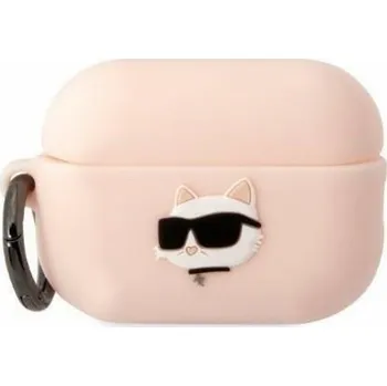 Karl Lagerfeld Case Karl Lagerfeld KLAP2RUNCHP Apple AirPods Pro 2 kryt růžový/růžový Silikonová Choupette Head 3D