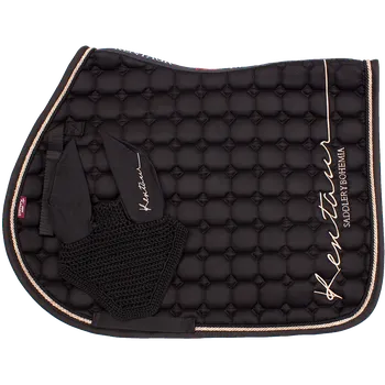 Vybavení pro koně Kentaur Podsedlová dečka s náušníky - ROSE GOLD černá/rosegold