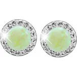 JSB bijoux s.r.o. Stříbrné náušnice puzety s kulatým opálem a krystaly Swarovski Green malé (Stříbro 925/1000)