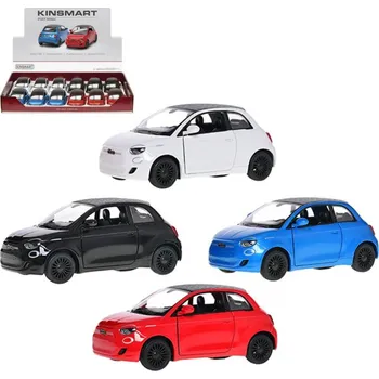 autodráha Kinsmart Auto model 1:28 FIAT 500e kov zpětný chod 12cm 4 barvy