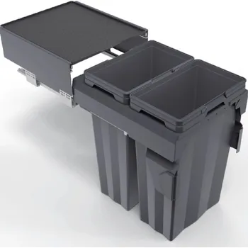 Odpadkový koš Interex design Výsuvný odpadkový koš LIGNANO 450mm - 2x28L / Antracit