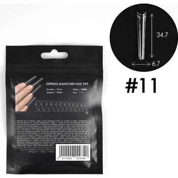 Umělé nehty emi Gelové tipy na nehty Coffin, velikost 11