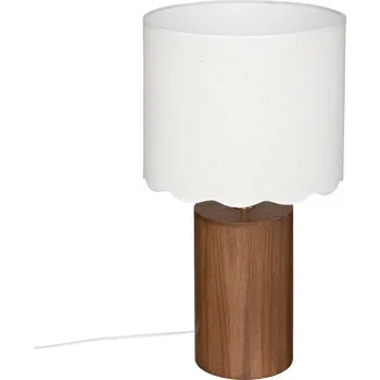 Lampička Atmosphera Stolní lampa s bílým stínítkem VANIA, dřevěná konstrukce, Ø 28 cm