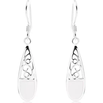 Náušnice Náušnice ze stříbra 925, slza s filigránem, bílá perleť, afro háček