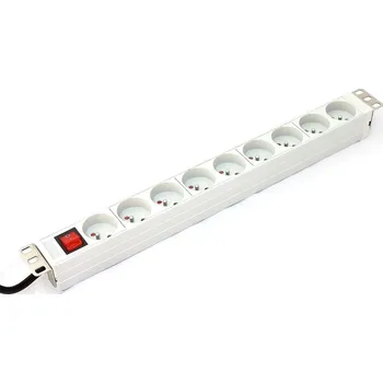 Racková skříň Digitus A-19-STRIP-4-IMP napěťová distribuční jednotka (PDU) 9 AC zásuvky / AC zásuvek 1U Bílá