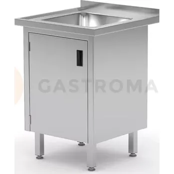 Nerezový dřez Stůl s dřezem, se skříňkou s dvířky, 600x700x850 mm | HENDI, Profi Line