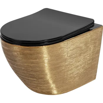 Klozet REA Závěsné WC Carlo Flat Rimless broušené zlato