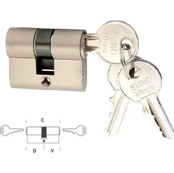 Vložka do dveří RR - Stavební cylindrická vložka EURO Minus D 27 + V 40 mm NP - Nikl perla