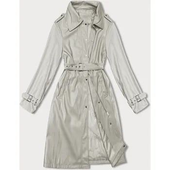 Dámský kabát Volný dámský kabát z ekologické kůže J Style ve studené béžové barvě J.STYLE, odstíny béžové S (36) i392_22981-46