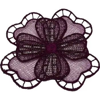 umělá květina Vyšívaná dekorace čtyřlístek fialový