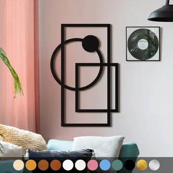 Obraz WoodenPuzzle.cz Dřevěný obraz - Geometrické tvary Barva: Černá, Velikost: L