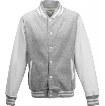 Pánská casual bunda Pánská kontrastní bunda Varsity Just Hoods Barva: šedý melír - bílá, Velikost: S JH043