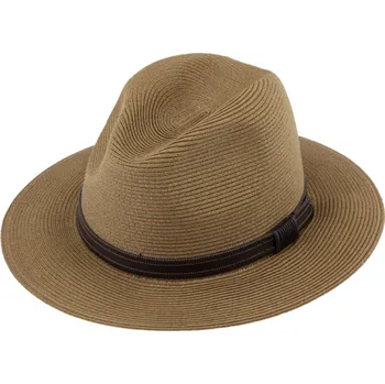 Klobouk Fiebig - Headwear since 1903 Letní Fedora klobouk s koženým páskem - Fiebig Cognac Velikost: 55 cm (S)