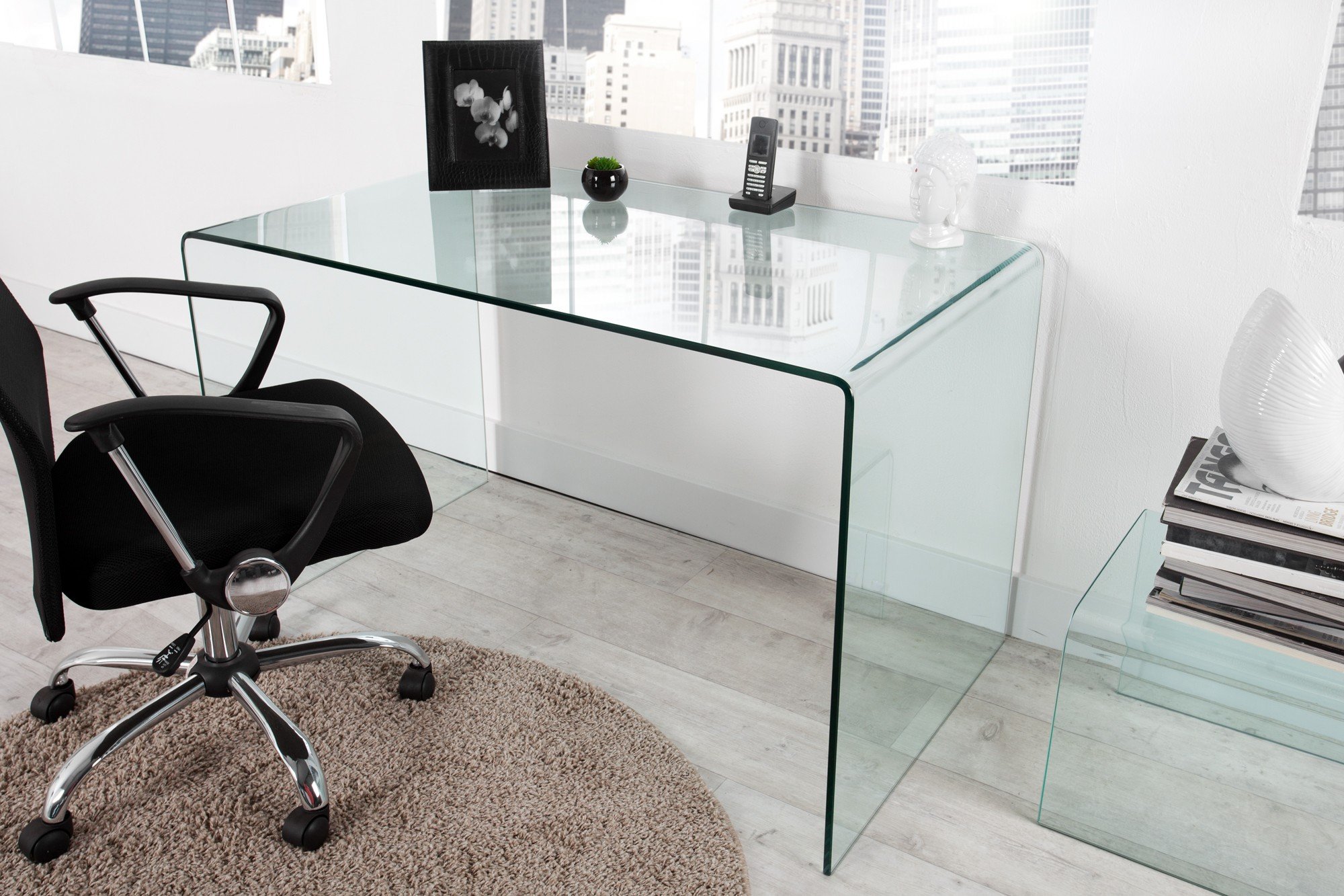 Skleněný psací stůl Ghost 120 cm designový