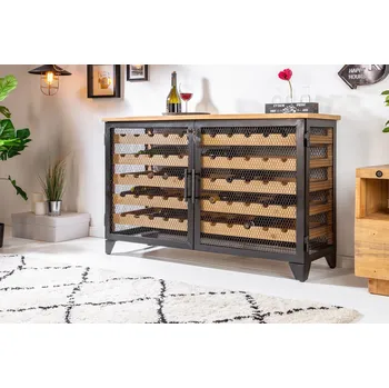 Stojan na víno Industriální vinotéka Bodega 127cm přírodní borovice/kov