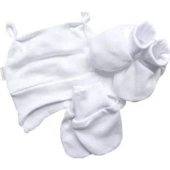 Kojenecká čepice AMÁLKA Bavlněný kojenecký komplet, bílý Velikost: 50-56