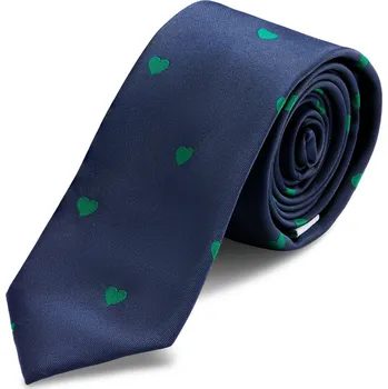 Tmavě modrá úzká kravata se srdíčky - Trendhim